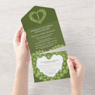 Grüner Peridot zum 1. Hochzeitstag Edelstein All In One Einladung