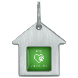 Grüner personalisierter Hunde-ID-Anhänger Name & T Tiermarke