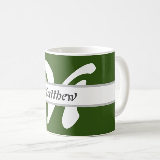 Grüner Personalisierter Name des Anfangsbuchstaben Kaffeetasse (VorderseiteRechts)