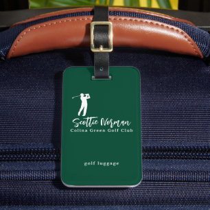 Grüner personalisierter Name des Golfers  Gepäckanhänger