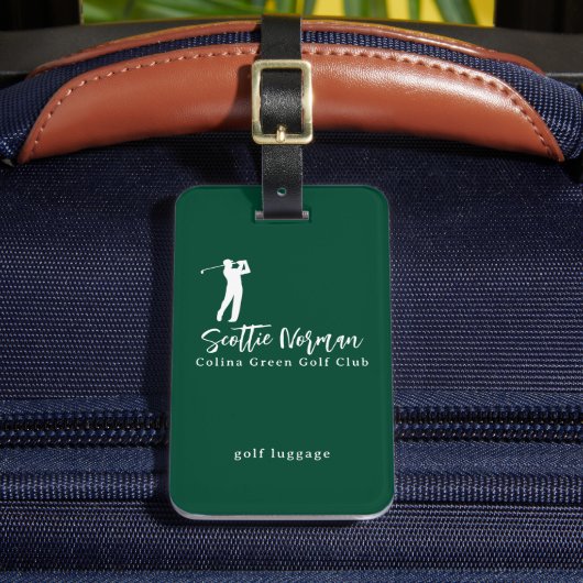 Grüner personalisierter Name des Golfers  Gepäckanhänger (Vorderseite Insitu 2)