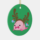 Grüner Personalisierter Rentierfisch Keramik Ornament (Rechts)