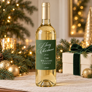 Grüner persönlicher Weihnachtsflaschenanhänger Weinetikett