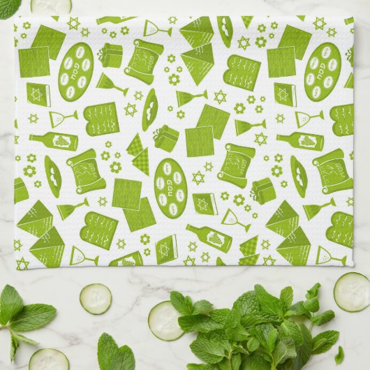 Grüner Pessach Geschirrtuch (Gefaltet)
