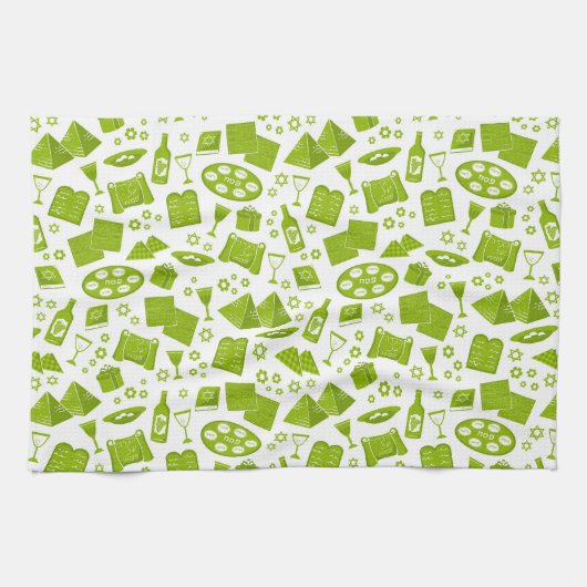 Grüner Pessach Geschirrtuch (Horizontal)
