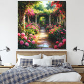 Grüner Pfad mit Rose Bushs Leinwanddruck (Insitu (Schlafzimmer))