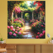 Grüner Pfad mit Rose Bushs Leinwanddruck (Insitu (Wohnzimmer))