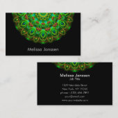 Grüner Pfau - Mandala Visitenkarte (Vorne/Hinten)