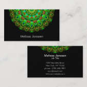 Grüner Pfau - Mandala Visitenkarte (Vorne/Hinten)