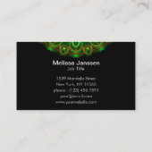 Grüner Pfau - Mandala Visitenkarte (Rückseite)