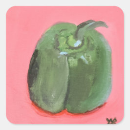 Grüner Pfeffer Quadratischer Aufkleber