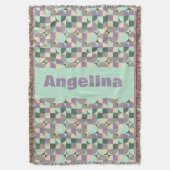 Grüner Pfefferbeige abstrakter geometrischer Muste Decke (Vorderseite Vertikal)