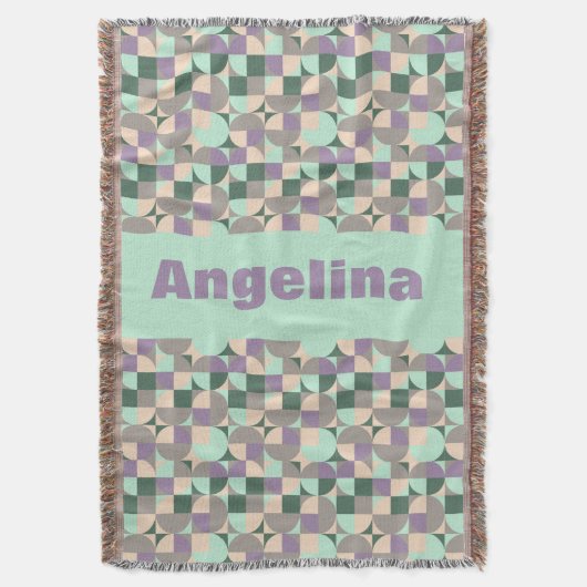 Grüner Pfefferbeige abstrakter geometrischer Muste Decke (Vorderseite Vertikal)