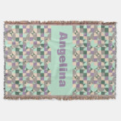 Grüner Pfefferbeige abstrakter geometrischer Muste Decke (Vorderseite)