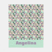 Grüner Pfefferbeige abstrakter geometrischer Muste Fleecedecke (Vorderseite)