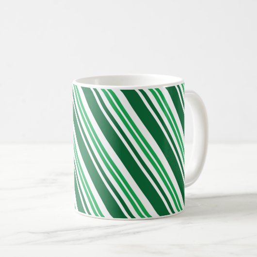 Grüner Pfefferminzstreifen Kaffeetasse (VorderseiteRechts)