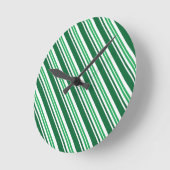 Grüner Pfefferminzstreifen Runde Wanduhr (Winkel)