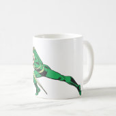 Grüner Pfeil kauert Kaffeetasse (VorderseiteRechts)