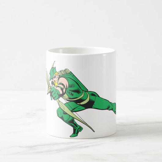 Grüner Pfeil kauert Kaffeetasse (Mittel)