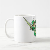 Grüner Pfeil kauert Kaffeetasse (Links)