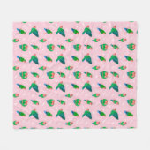 Grüner Pfirsich gegenüber Lovebird Fleecedecke (Vorderseite (Horizontal))