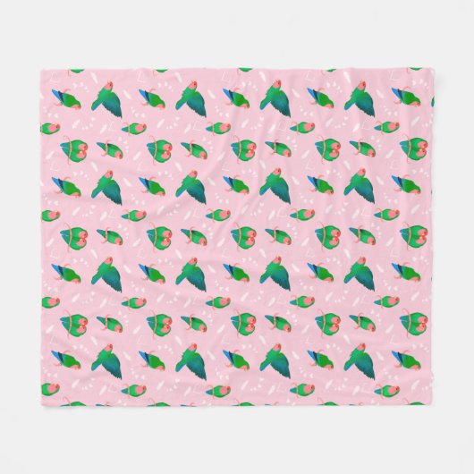Grüner Pfirsich gegenüber Lovebird Fleecedecke (Vorderseite (Horizontal))