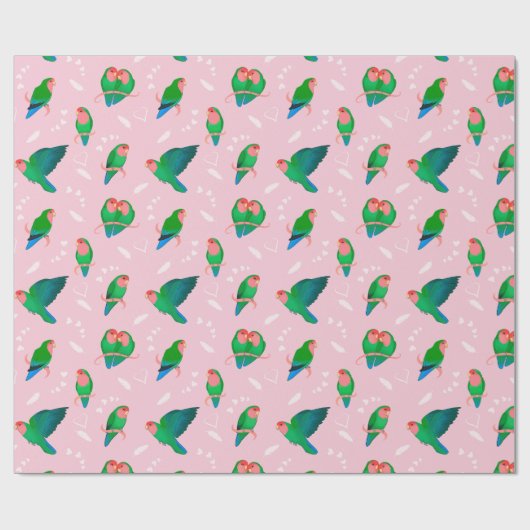 Grüner Pfirsich gegenüber Lovebird Geschenkpapier (Flach)