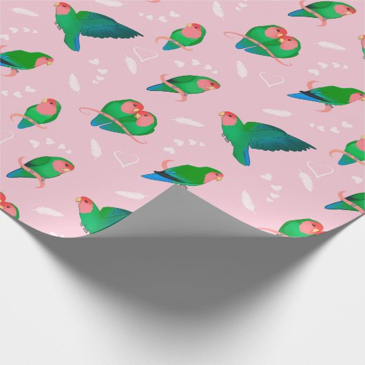 Grüner Pfirsich gegenüber Lovebird Geschenkpapier (Ecke)