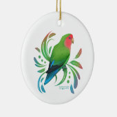 Grüner Pfirsich gegenüber Lovebird Keramik Ornament (Rechts)
