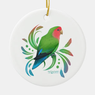Grüner Pfirsich gegenüber Lovebird Keramik Ornament