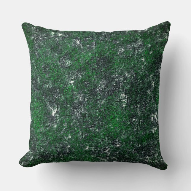 Grüner Pilz auf weißem grauem Fels oder Baumstamm Kissen (Vorderseite)