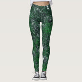 Grüner Pilz auf weißem grauem Fels oder Baumstamm Leggings (Vorderseite)
