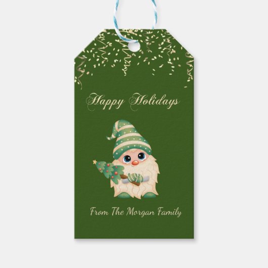 Grüner PineTree, Confetti, Grün Geschenkanhänger (Vorderseite)