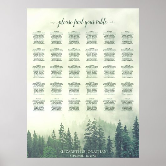Grüner Pinienwald 30 Tafelübersicht Poster (Vorne)