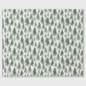 Grüner Pinienwald auf Weiß Geschenkpapier (Flach)