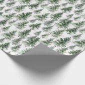 Grüner Pinienwald auf Weiß Geschenkpapier (Ecke)