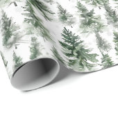 Grüner Pinienwald auf Weiß Geschenkpapier (Rolleneckpunkt)