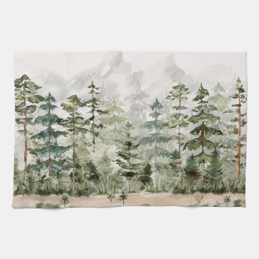 Grüner Pinienwald im Gebirge Geschirrtuch (Horizontal)