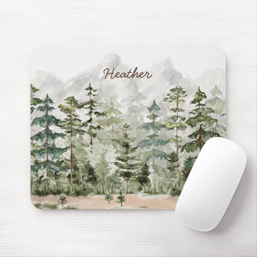 Grüner Pinienwald im Gebirge Mousepad (Mit Mouse)