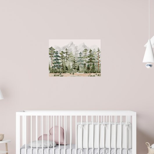 Grüner Pinienwald im Gebirge Poster (Kinderzimmer 2)