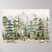 Grüner Pinienwald im Gebirge Poster (Vorne)