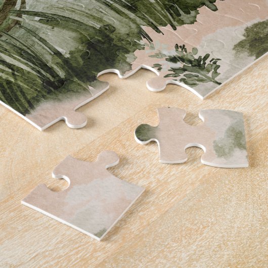 Grüner Pinienwald im Gebirge Puzzle (Seite)