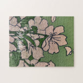 Grüner Pink Blossom Puzzle (Horizontal)