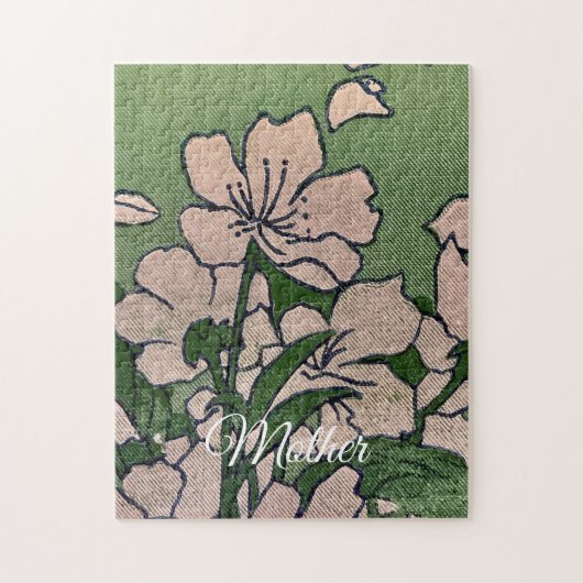 Grüner Pink Blossom Puzzle (Vertikal)
