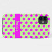 Grüner Pink Polka Dots Muster Mädchenname Case-Mate iPhone Hülle (Rückseite (Horizontal))