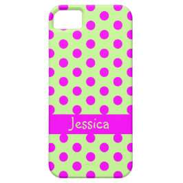 Grüner Pink Polka Dots Muster Mädchenname Case-Mate iPhone Hülle