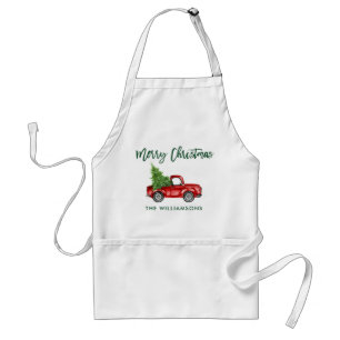Grüner Pinsel Schrift Vintage-LKW Weihnachtsbaum Schürze
