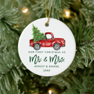 Grüner Pinsel Schriftzug Erstes Weihnachten Vintag Keramik Ornament