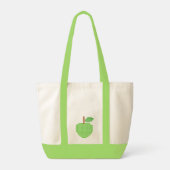 Grüner pixeliger Apfel Tragetasche (Rückseite)
