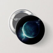 grüner Planet im Universum mit Aura und Sternen Button (Vorne & Hinten)